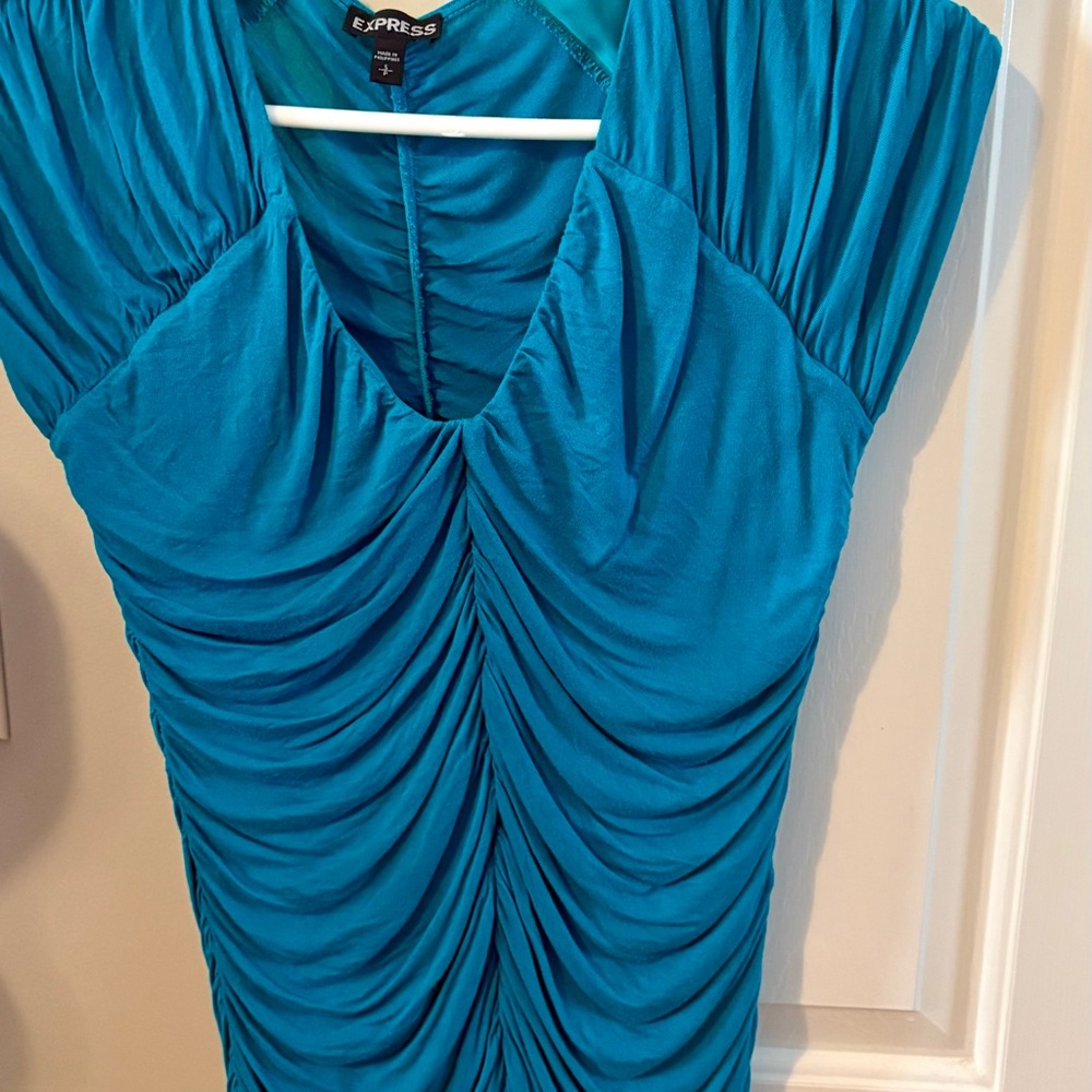 Express Vibrant Blue Gathered shirt
